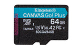 KINGSTON Digital Media Kingston Technology 64GB microSDXC Canvas Go Plus Gen4 200R A2 U3 Single Pack w/o ADP - SDCG4/64GBSP