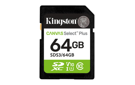 KINGSTON Digital Media Kingston Technology 64GB SDXC Canvas Select Plus Gen3 100MB/s C10 UHS-I U1 V10 - SDS3/64GB