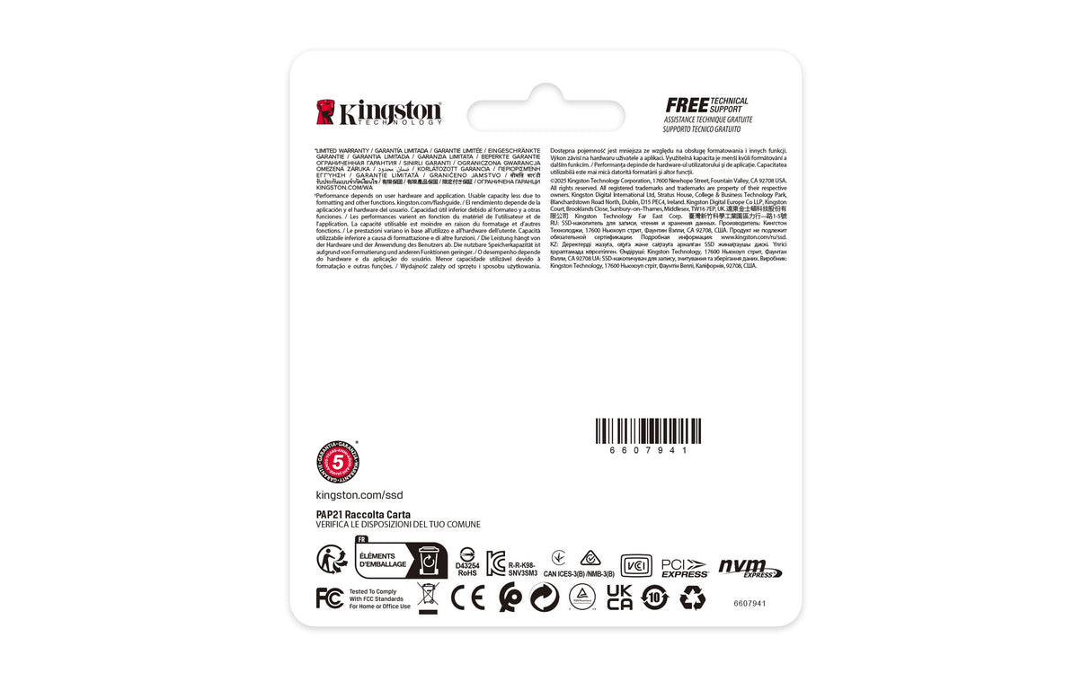 KINGSTON Hard Drives & SSD Kingston Technology 500G NV3 M.2 2230 NVMe SSD - SNV3SM3/500G