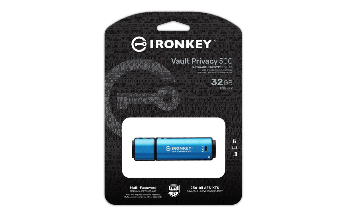 KINGSTON Kingston Technology IronKey 32GB USB-C Vault Privacy 50C AES-256 Encrypted, FIPS 197 - IKVP50C/32GB