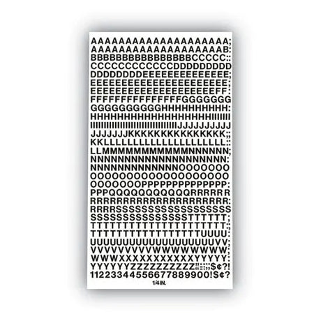 LEGRAND LEGRAND Press-On Vinyl Self-Adhesive Numbers and Uppercase Letters, 0.25" Tall, Black Characters, 61 - 01000