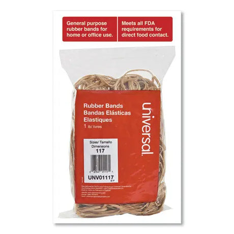 LEGRAND LEGRAND Rubber Bands, Size 117, 0.06" Gauge, Beige, 1 lb Box, 210/Pack - 01117