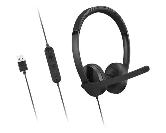 LENOVO Lenovo 4XD1P83425 headphones/headset Wired Head-band Calls/Music USB Type-A Black - 4XD1P83425