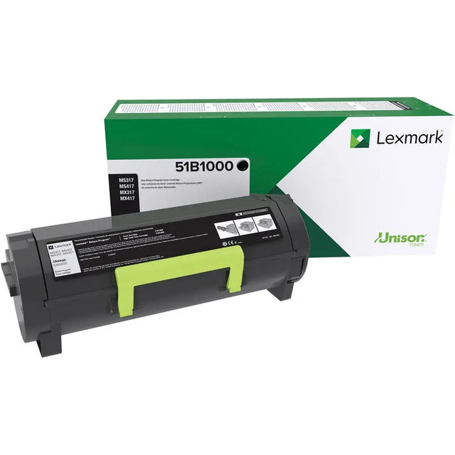 LEXMARK Printers/Printer Ink and Toners Lexmark Black Toner Cartridge Return Program Yield 2,500 Pages 51B1000
