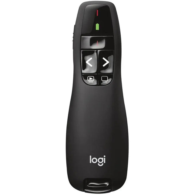 LOGITECH Logitech R400 Wireless Presenter - Laser - Wireless - Radio Frequency - 2.40 GHz - Black - 1 Pack - USB - 910-001354
