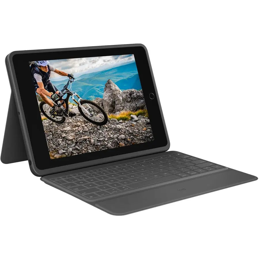 LOGITECH Logitech Rugged Folio Rugged Keyboard/Cover Case (Folio) Apple, Logitech iPad (7th Generation), iPad (8th Generation), iPad (9th Generation) Tablet - Graphite - Spill Proof, Dirt Resistant, Shock Abso...  - 920-009312