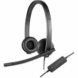 LOGITECH Logitech USB Headset Stereo H570e - Stereo - USB - Wired - 31.50 Hz - 20 kHz - Over-the-head - Binaural - Supra-aural - Noise Cancelling, Electret Microphone - Black - 981-000574