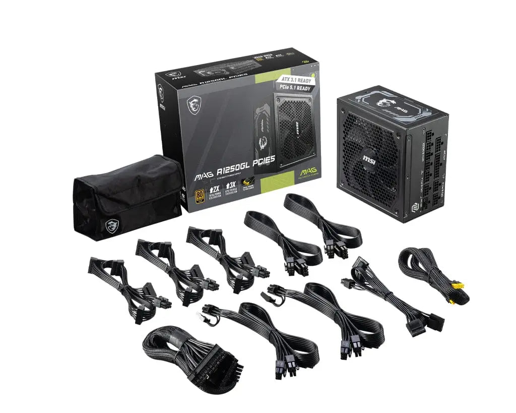 MSI MSI MAG A1250GL PCIE5 power supply unit 1250 W 24-pin ATX ATX Black - MAGA1250GLPCIE5