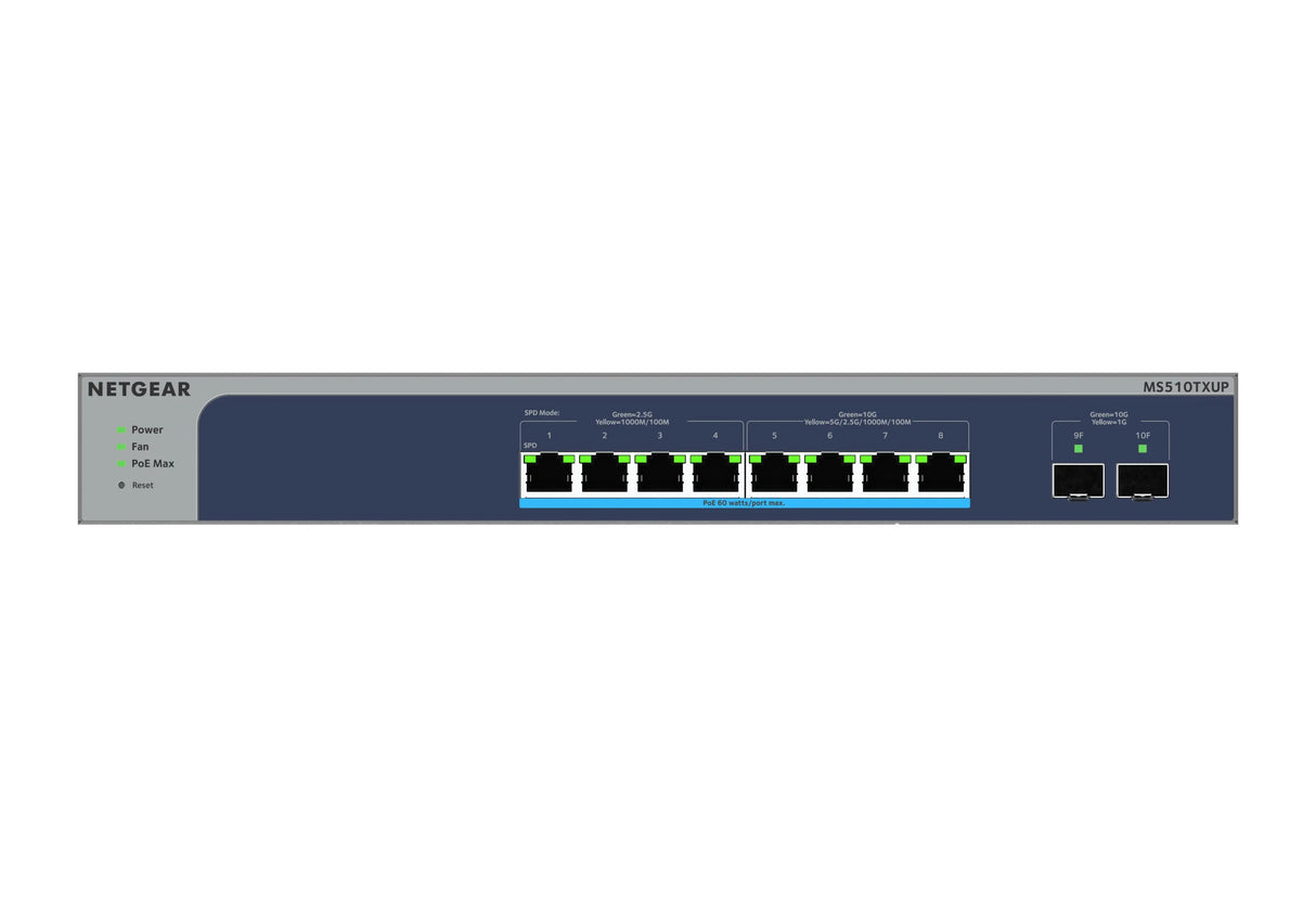 NETGEAR NETGEAR 10-Port PoE Multi-Gigabit/10G Ethernet Smart Switch (MS510TXUP) - MS510TXUP-100NAS
