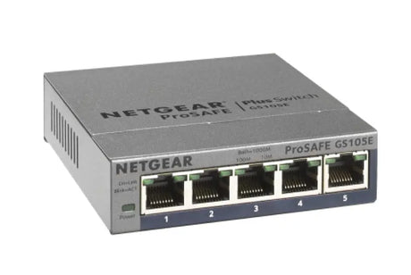 NETGEAR NETGEAR 5-Port Gigabit Ethernet Plus Switch (GS105Ev2) - GS105E-200NAS