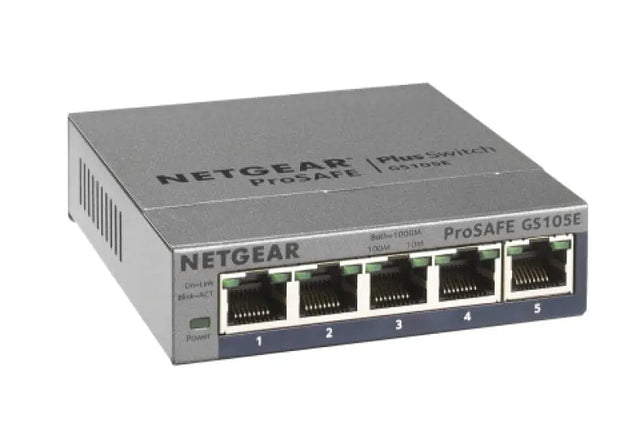 NETGEAR NETGEAR 5-Port Gigabit Ethernet Plus Switch (GS105Ev2) - GS105E-200NAS