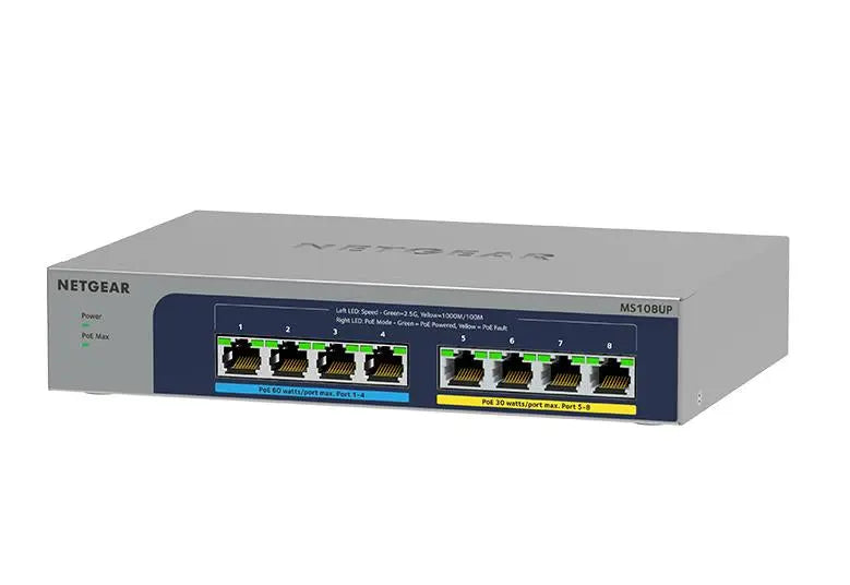 NETGEAR NETGEAR MS108UP Unmanaged 2.5G Ethernet (100/1000/2500) Power over Ethernet (PoE)