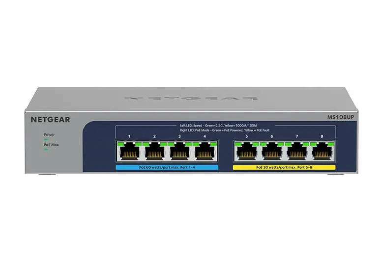 NETGEAR NETGEAR MS108UP Unmanaged 2.5G Ethernet (100/1000/2500) Power over Ethernet (PoE)
