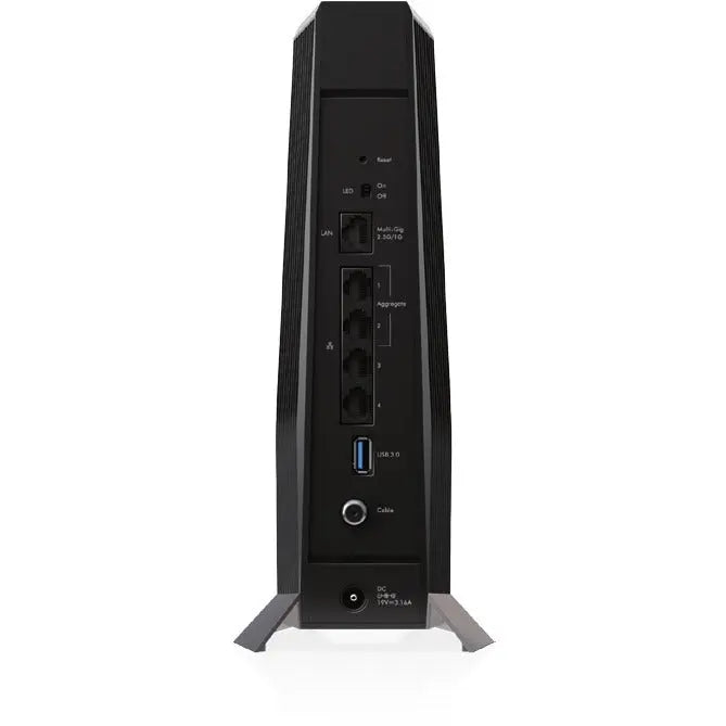 NETGEAR Netgear Nighthawk CAX80 Wi-Fi 6 IEEE 802.11ax Ethernet, Cable Wireless Router - 2.40 GHz ISM Band - 5 GHz UNII Band - 750 MB/s Wireless Speed - 4 x Network Port - 1 x Broadband Port - USB - 2.5 Gigabi...  - CAX80-100NAS