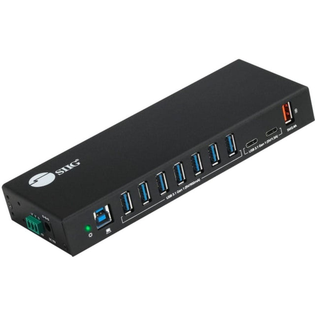 SIIG SIIG 10 Port Industrial USB 3.1 Gen 1 Hub with Dual USB-C & 65W Charging - 5Gbps Data Transfer Rates , Wall & DIN Rail Mount Support - ID-US0811-S1