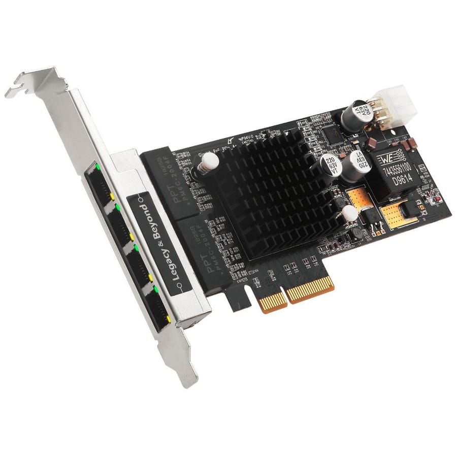 SIIG SIIG 4 Port Gigabit Ethernet with POE PCIe Card - Intel 350 - Supports IEEE 802.3az Energy Efficient Ethernet (EEE) - LB-GE0811-S1
