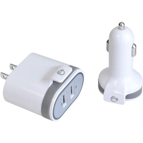 SIIG SIIG Fast Charging USB Wall Charger & Car Charger Bundle Pack - White - 12 V DC, 120 V AC, 230 V AC, 24 V DC Input - 5 V DC/3.40 A Output - AC-PW1A22-S1