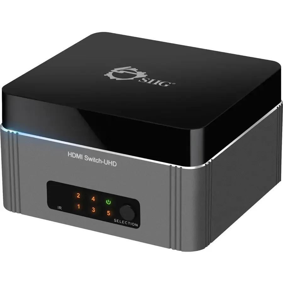SIIG SIIG Premium 5-Port HDMI 2.0 Switch with IR Remote Control - 4Kx2K 60Hz HDR - Share one UHD 4K HDMI Display between five UHD 4K HDMI sources with IR remote control and HDR - CE-H22S11-S1