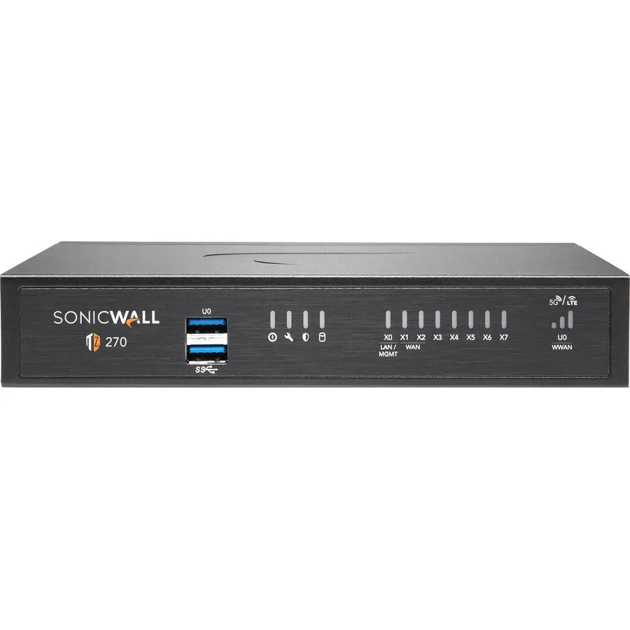 SONICWALL SonicWall TZ270 Network Security/Firewall Appliance - 8 Port - 10/100/1000Base-T - Gigabit Ethernet - DES, 3DES, MD5, SHA-1, AES (128-bit), AES (192-bit), AES (256-bit) - 8 x RJ-45 - Desktop, Rack-mou...  - 02-SSC-2821
