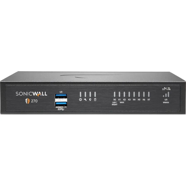 SONICWALL SonicWall TZ270 Network Security/Firewall Appliance - 8 Port - 10/100/1000Base-T - Gigabit Ethernet - DES, 3DES, MD5, SHA-1, AES (128-bit), AES (192-bit), AES (256-bit) - 8 x RJ-45 - Desktop, Rack-mou...  - 02-SSC-2821