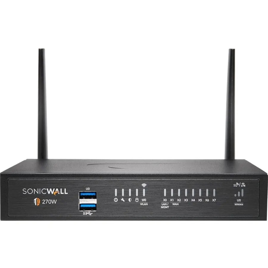 SonicWall TZ270W Network Security/Firewall Appliance - 8 Port - 10/100/1000Base-T - Gigabit Ethernet - Wireless LAN IEEE 802.11ac - DES, 3DES, MD5, SHA-1, AES (128-bit), AES (192-bit), AES (256-bit), ...  - 02-SSC-2823 SONICWALL