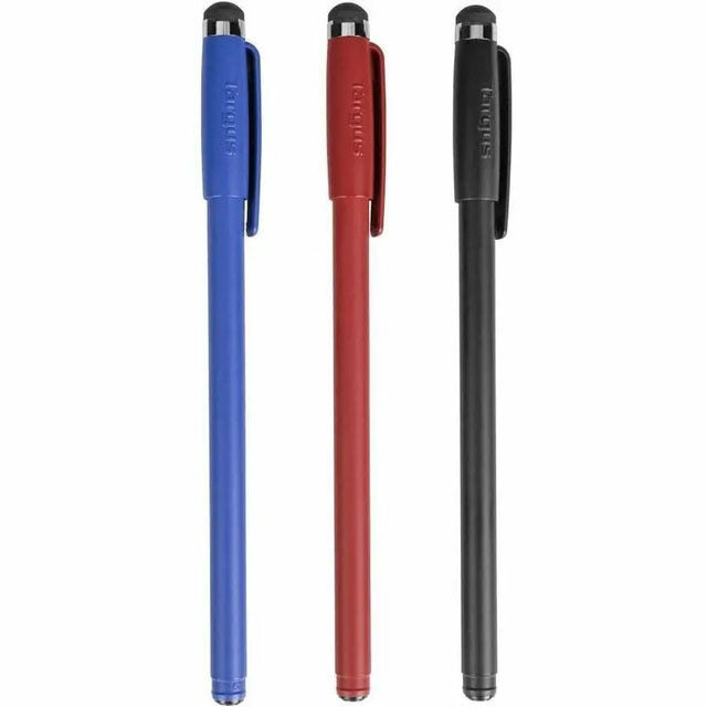 TARGUS Targus Antimicrobial Stylus & Pen (3 Pack) - 3 Pack - Rubber - Black, Red, Blue - AMM0601TBUS