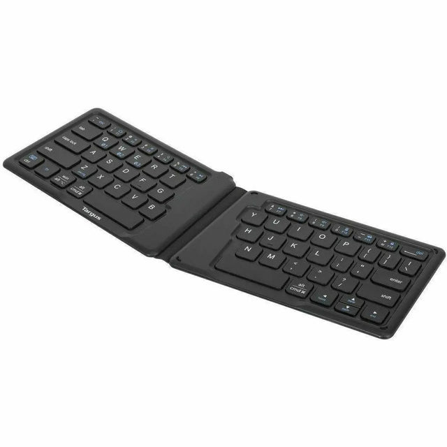 TARGUS Targus Ergonomic Foldable Bluetooth Antimicrobial Keyboard - Wireless Connectivity - Bluetooth/RF - 2.40 GHz - English (US) - QWERTY Layout - iPad, iPhone, Desktop Computer, MAC - PC, Mac - Black - AKF003US