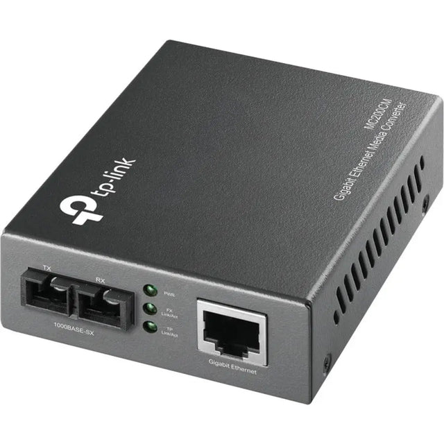 TP-LINK TP-LINK MC200CM - Gigabit SFP to RJ45 Fiber Media Converter - Black - Fiber to Ethernet Converter 10/100/1000Mbps RJ45 Port to 1000Base-SX Multi-Mode Fiber - MC200CM