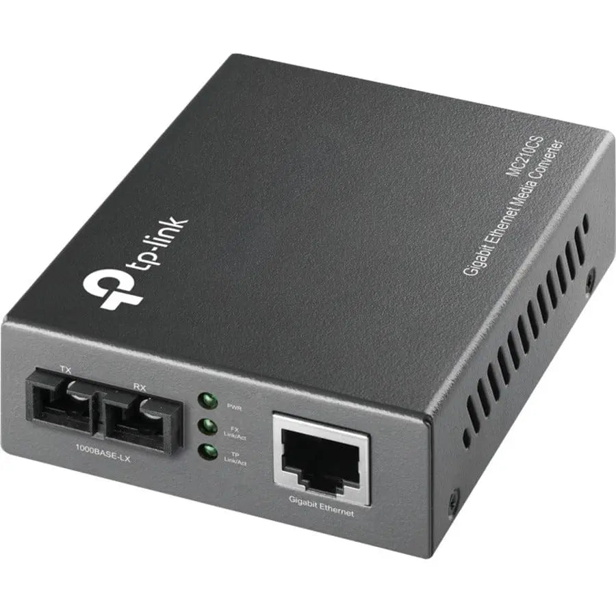 TP-LINK TP-LINK MC210CS - Gigabit SFP to RJ45 Fiber Media Converter - Fiber to Ethernet Converter - Grey - 10/100/1000Mbps RJ45 Port to 1000Base-LX Single-Mode Fiber - MC210CS
