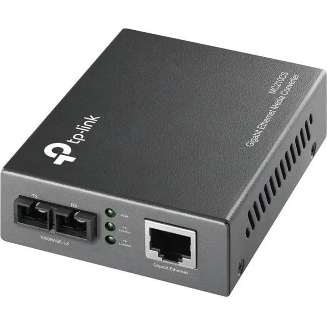 TP-LINK TP-LINK MC210CS - Gigabit SFP to RJ45 Fiber Media Converter - Fiber to Ethernet Converter - Grey - 10/100/1000Mbps RJ45 Port to 1000Base-LX Single-Mode Fiber - MC210CS