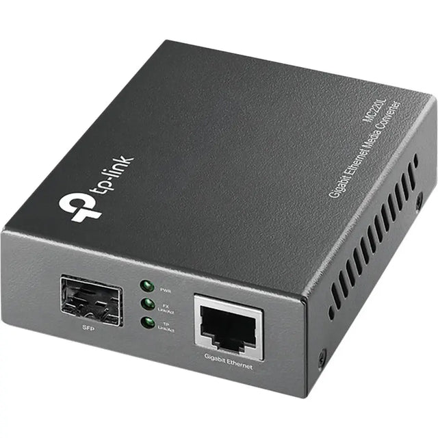 TP-LINK TP-LINK MC220L - Gigabit SFP to RJ45 Fiber Media Converter - Fiber to Ethernet Converter - Plug and Play - Durable Metal Casing - Versatile Compatibility - Auto-Negotiation - UL Certified - MC220L