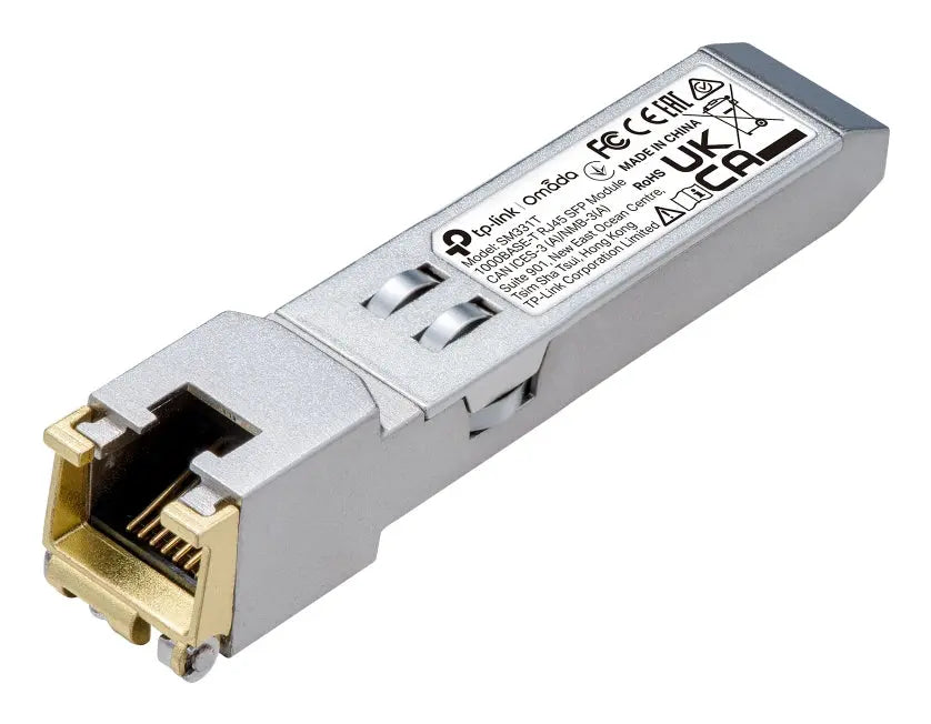 TP-LINK TP-Link Omada 1000BASE-T RJ45 SFP Module SPEC: 1000Mbps RJ45 Copper Transceiver, Plug and Play with SFP Slot, Up to 100 m Distance (Cat5e or above) - SM331T