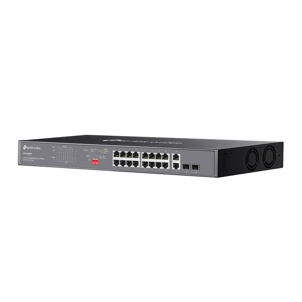 TP-LINK TP-Link Omada DS1018GMP network switch Unmanaged Gigabit Ethernet (10/100/1000) Power over Ethernet (PoE) 1U Black - DS1018GMP