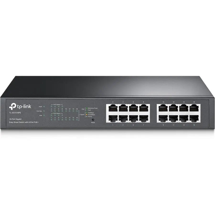 TP-LINK TP-Link TL-SG1016PE - 16-Port Gigabit Easy Smart PoE Switch with 8-Port PoE+ - Limited Lifetime Protection - Easy Smart Managed - 8 PoE+ Ports @150W - Plug & Play - Sturdy Metal w/ Shielded Ports - Qo...  - TL-SG1016PE