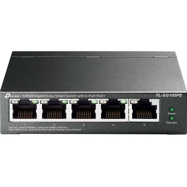 TP-LINK TP-Link TL-SG105PE - 5-Port Gigabit Easy Smart Switch with 4-Port PoE+ - Limited Lifetime Protection - 4 PoE+ Port @65W - Easy Smart - Plug & Play - Shielded Ports - Support QoS, Vlan, IGMP and Link A...  - TL-SG105PE