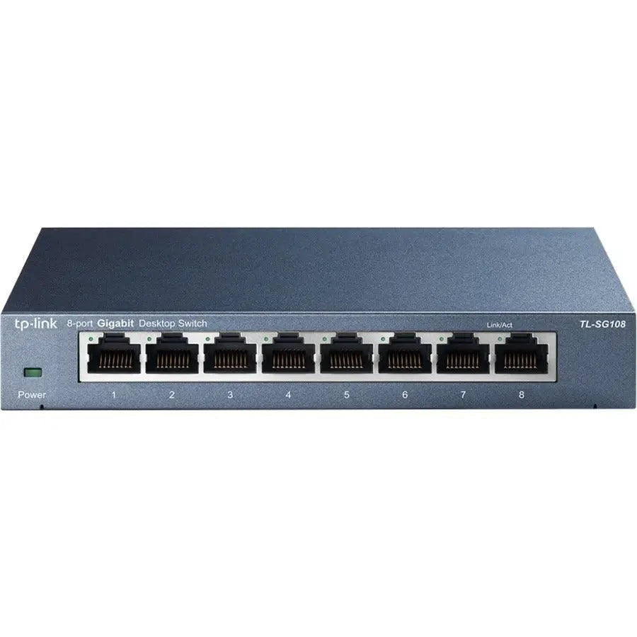 TP-LINK TP-LINK TL-SG108 - 8 Port Gigabit Unmanaged Ethernet Network Switch - Limited Lifetime Protection - Ethernet Splitter - Plug & Play - Fanless Metal Design - Shielded Ports - Traffic Optimization - TL-SG108