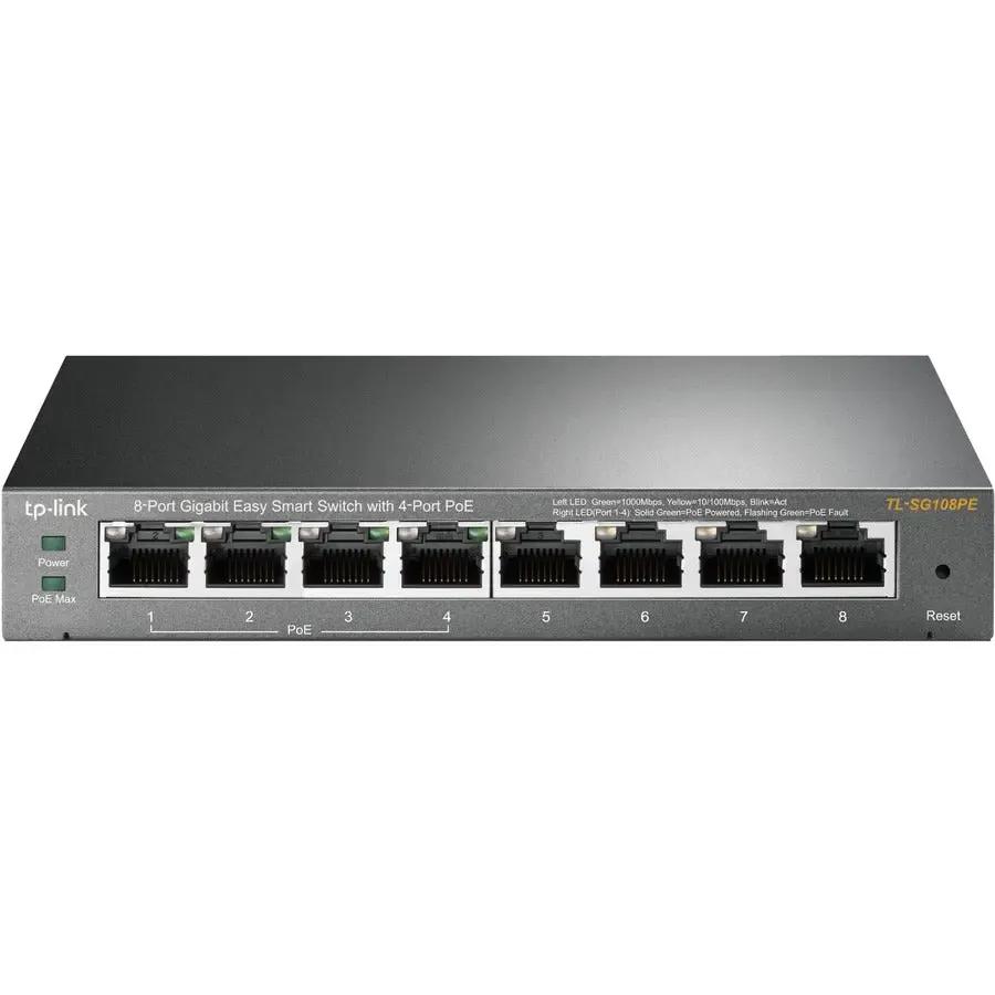 TP-LINK TP-Link TL-SG108PE - 8-Port Gigabit Easy Smart Switch with 4-Port PoE - Limited Lifetime Protection - Easy Smart Managed - 4 PoE+ Ports @64W - Plug & Play - Sturdy Metal w/ Shielded Ports - Fanless - ...  - TL-SG108PE