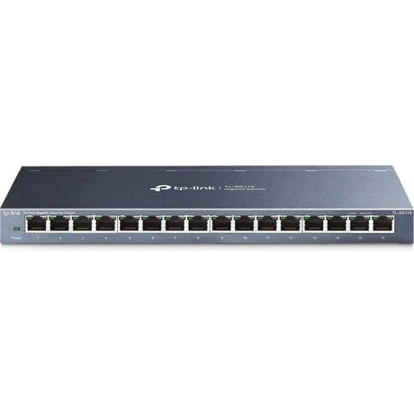 TP-LINK TP-Link TL-SG116 - 16-Port Gigabit Ethernet Network Switch - Limited Lifetime Protection - Desktop/ Wall-Mount, Fanless - Sturdy Metal w/ Shielded Ports - Traffic Optimization - Unmanaged - Black - TL-SG116