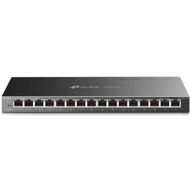 TP-LINK TP-Link TL-SG116E - 16-Port Gigabit Easy Smart Switch - Limited Lifetime Protection - Plug & Play - Desktop/Wall-Mount - Sturdy Metal w/ Shielded Ports - Support QoS, Vlan, IGMP and LAG - TL-SG116E