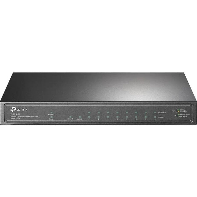TP-LINK TP-Link TL-SG1210P - 8-Port Gigabit PoE Switch - Limited Lifetime Protection - 8 PoE+ Ports @63W, w/ 1 Uplink Gigabit Port + 1 SFP Slot - Desktop/Wall-Mount - Plug & Play - Traffic Optimization - TL-SG1210P