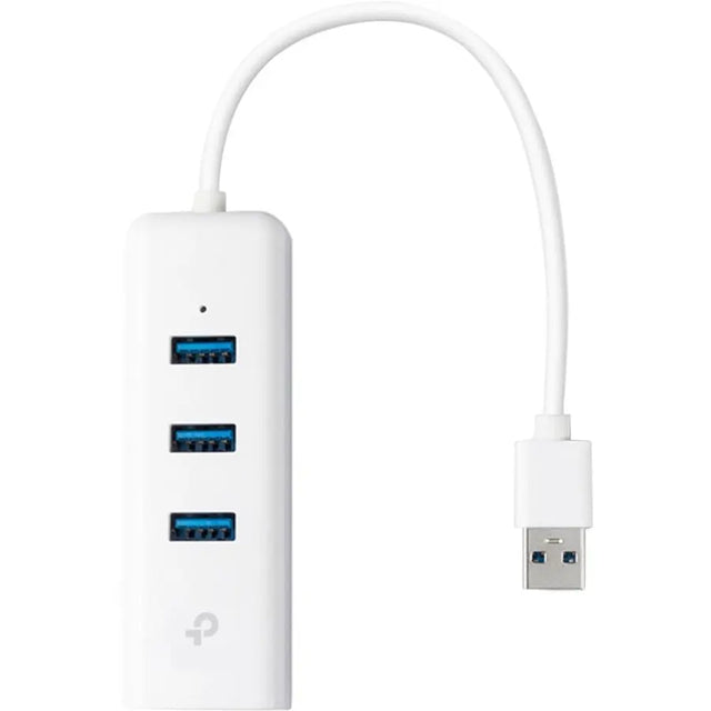 TP-LINK TP-Link (UE330) - USB 3.0 to Ethernet Adapter, Portable 3-port USB Hub with 1 Gigabit - RJ45 Ethernet Port Network Adapter - Supports Win 7/8/8.1/10 - Mac OS X (10.6-10.14), Linux OS and Chrome OS - UE330