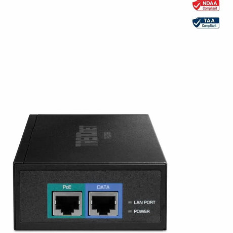 TRENDNET TRENDnet 10G PoE++ Injector, Supplies PoE (15.4W), PoE+ (30W), or PoE++ (90W), Converts a Non-PoE Port To A PoE ++ 10G port, Metal Housing, Black, TPE-319GI - 1 x 10 Gigabit PoE++ Input Port(s) - 1 x 10 Gigabit Ethernet Output Port(s) - 90 W - Black