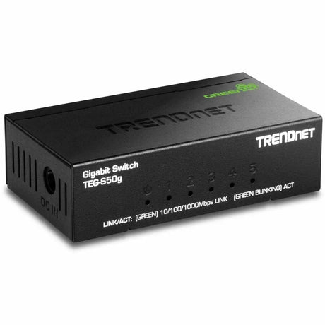 TRENDNET TRENDnet 5-Port Unmanaged Gigabit GREENnet Desktop Metal Switch, Ethernet-Network Switch, 5 x Gigabit Ports, Fanless, 10 Gbps Switching Fabric, Lifetime Protection, Black, TEG-S50g - 5-port Gigabit GR...  - TEG-S50G