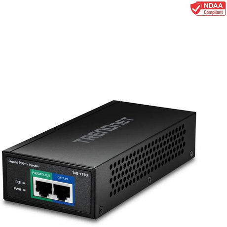 TRENDNET TRENDnet Gigabit Ultra PoE+ Injector, Supplies PoE (15.4W), PoE+(30W) Or Ultra PoE(60W), Network A PoE Device Up To 100m(328 ft), Supports IEEE 802.3af,802.at,Ultra PoE, Plug & Play, Black, TPE-117GI ...  - TPE-117GI