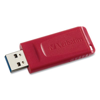 VERBATIM Digital Media Store 'n' Go USB Flash Drive, 128 GB, Red - 98525