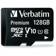VERBATIM Verbatim 128GB Premium microSDXC Memory Card with Adapter, UHS-I Class 10 - Class 10/UHS-I (U1) - 80 MB/s Read1 Pack - 44085