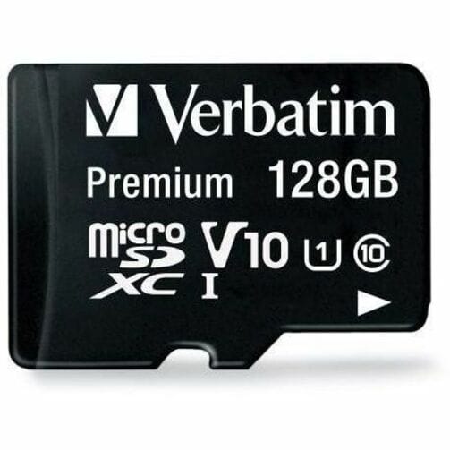 VERBATIM Verbatim 128GB Premium microSDXC Memory Card with Adapter, UHS-I Class 10 - Class 10/UHS-I (U1) - 80 MB/s Read1 Pack - 44085