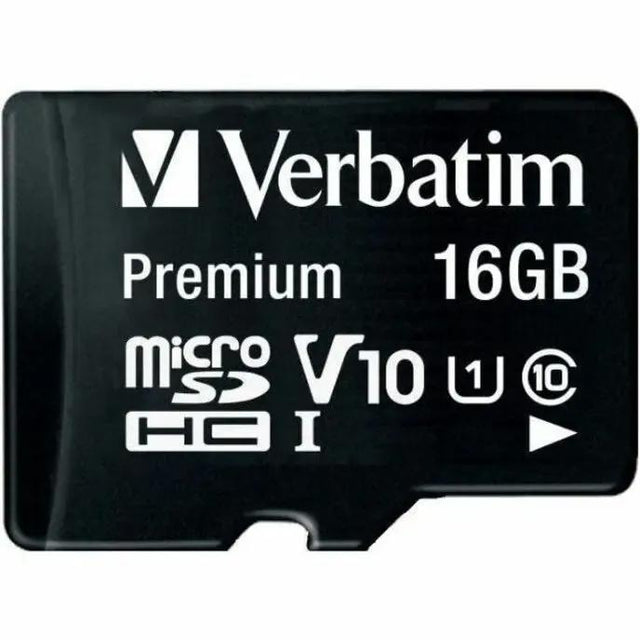 VERBATIM Verbatim 16GB Premium microSDHC Memory Card with Adapter, UHS-I Class 10 - Class 10 - 80MBps Read - 80MBps Write1 Pack - 44082