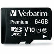VERBATIM Verbatim 64GB Premium microSDXC Memory Card with Adapter, UHS-I Class 10 - UHS-1/Class 10 - 1pk - 44084