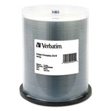 VERBATIM VERBATIM CD-R Printable Recordable Disc, 700 MB/80 Minute, 52x, Spindle, White, 100/Pack - 95251